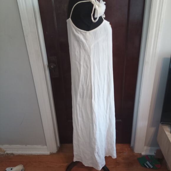 Faithfull the Brand Anthropologie Luna Midi Boho Dress Beige Button Down Sz 2 - Picture 6 of 8